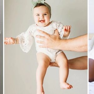 Baby Girl White Lace Long Sleeve Onsie